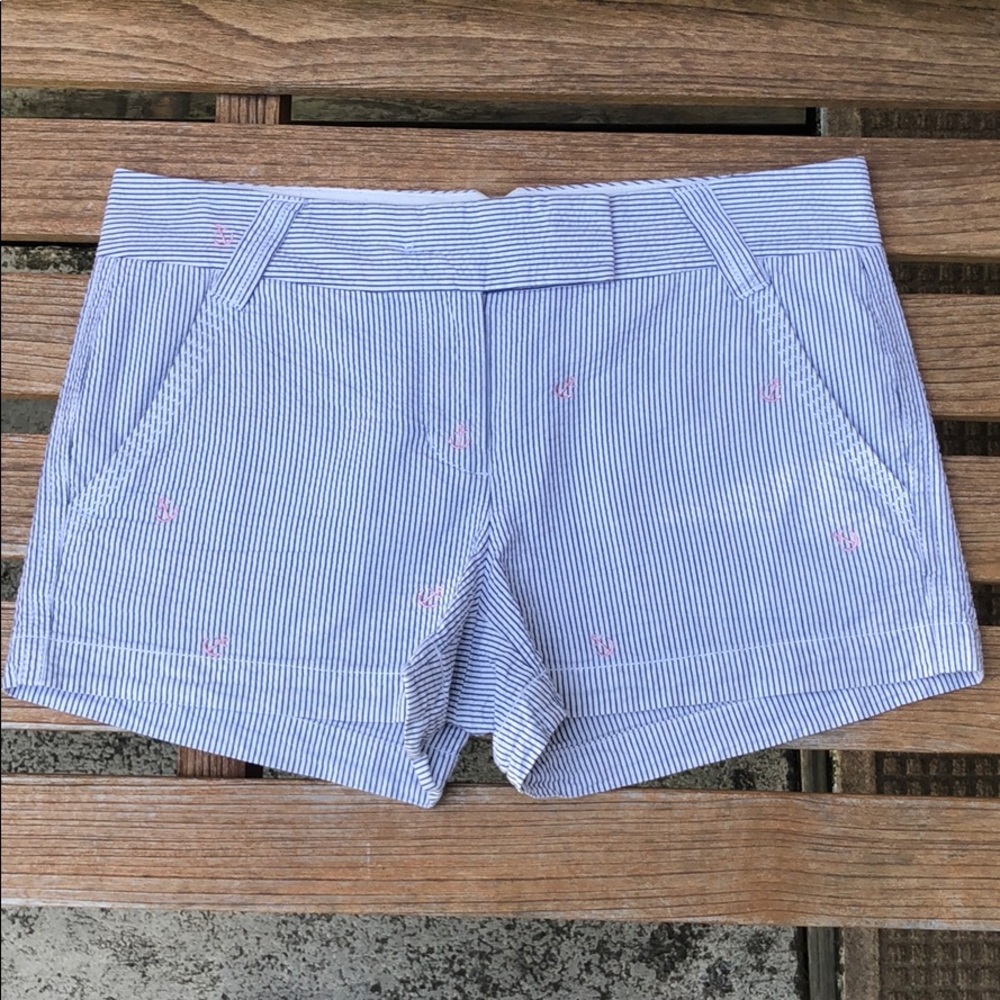 J.Crew vintage “City Fit” shorts - white/navy w pink anchor